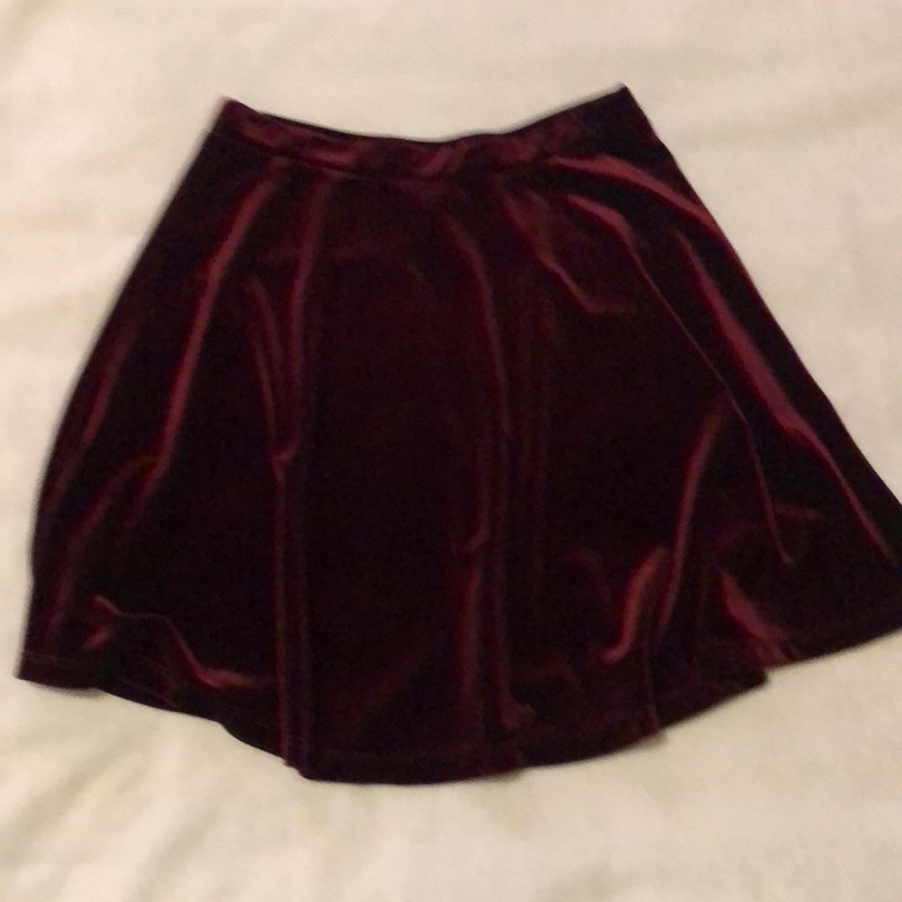 Lily White | Dark Red Velvet Midi Skirt | Juniors S